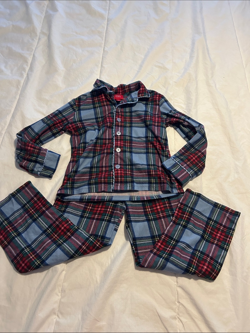 Family Pajamas Blue & Red Plaid Flannel Kids Pajama Set